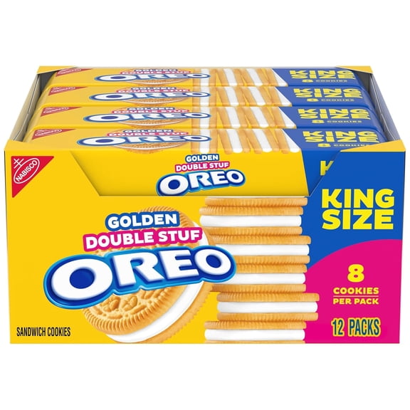 OREO Golden Double Stuf King Size Cookies – 12 Packs | 4.15 oz Each (49.8 oz Total, Individually Wrapped)