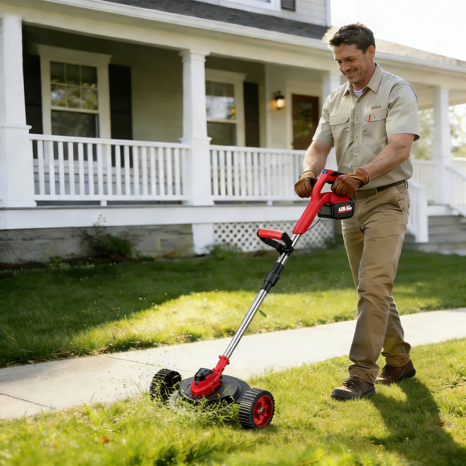 9 inch 21V Cordless  Electric Weed Eater, Battery Powered Weed Wacker & Lightweight Grass Trimmer with 4.0Ah Battery and Charger for Trimming and Edging
