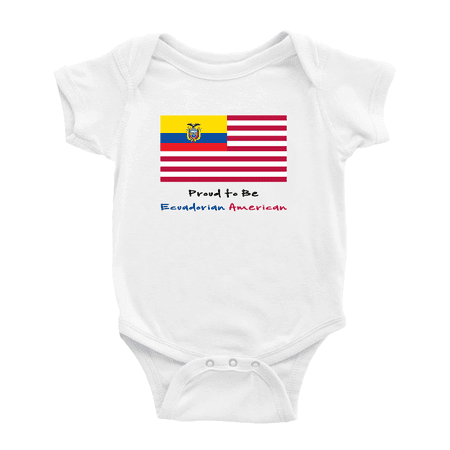 

Proud to Be Ecuadorian American Flag Baby Bodysuits Newborn Clothes (White 3-6 Months)