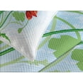 thumbnail image 4 of Ambesonne Floral Quilted Bedspread Set 3 Pcs, Meadow Flower Bouquet, King Size, Fern Green Pale Blue, 4 of 5