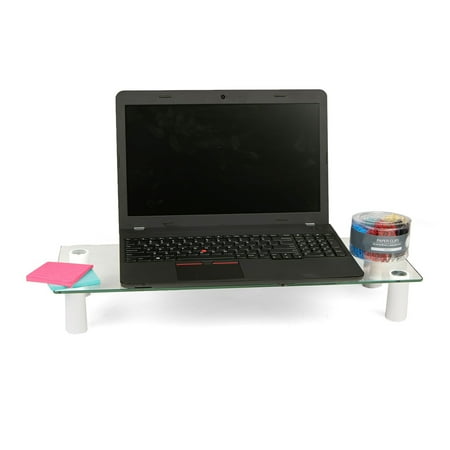 Mind Reader - Glass Monitor Stand Riser - Clear
