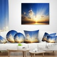 thumbnail image 3 of Designart Sunset in the Ocean Blue Sky Panorama - Seashore Throw Pillow - 18x18, 3 of 4