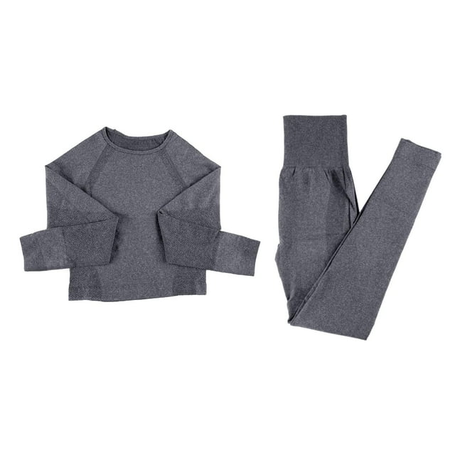 Conjuntos de nailon para ejercicio para mujer, 2 piezas de conjuntos de yoga sin costuras, camiseta deportiva y S