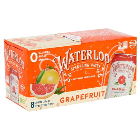 Waterloo Grapefruit Sparkling Water, 12 fl oz, 8 count