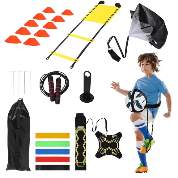 RedSwing Agility Training Equipment Set, Speed Ladder with Cones, Resistance Bands and Jump Rope, Soccer Training Kit with Carry Bag