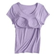 thumbnail image 5 of Lenpel Women's Plus Size T Shirts Casual Scoop Neck Short Sleeve Built in Bra Pajama Shirts Comfy Loungewear Tops, 5 of 7