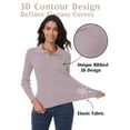 thumbnail image 3 of Airmenty Womens Sweaters Ribbed Knit Sweater V Neck Long Sleeve Pullover Sweater Spring Casual Stretch Fit Sweater Tops S-XXL, 3 of 9