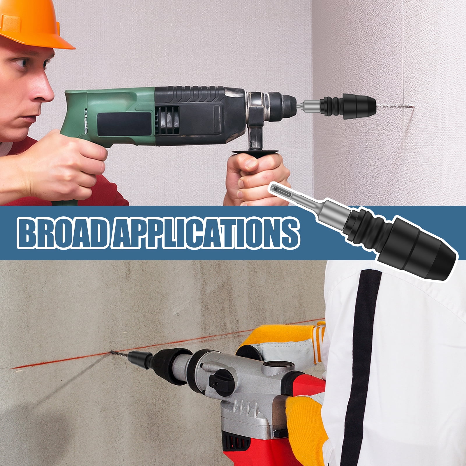 SDS Plus to SDS Max Adapter Alloy Steel Rotary Hammer Drill Chuck Adapter Multipurpose Drill Quick Change Converter for Building Construction Road Maintenance
