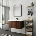 thumbnail image 2 of 36 inch Bathroom Vanity with Sink, Wall Mounted Floating Bathroom Vanity with Open Storage Cabinet, Built-in Soft Closing Doors, Floating Bathroom Vanity with Sink for Small Space, Bathroom, Walnut, 2 of 9