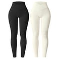 thumbnail image 6 of COOPLUS Womens Seamless Leggings Athletic High-waisted Yoga Elastic Pants Ribbed Cross Over Casual Leggings(Pack of 2), 6 of 6