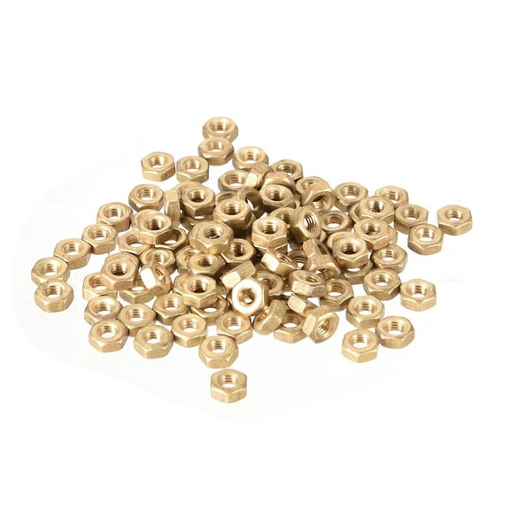 100pcs M3 Metric Brass Hexagon Hex Nut Gold Tone