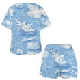 thumbnail image 3 of Beach Seashell Starfish Pajama Set for Women 2 Piece Sleepwear Loungewear Short Sleeve, 3 of 7