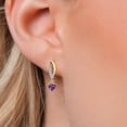 thumbnail image 3 of Gem Stone King 925 Silver and 10K Yellow Gold Purple Amethyst and White Lab Grown Diamond Dangle Earrings for Women | 0.55 Cttw | Gemstone February Birthstone | Heart Shape 4MM, 3 of 6