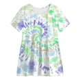 thumbnail image 4 of NIEWTR 11-12 Years Teen Girls'Clothing 2 Piece Sets Summer Short Sleeve Graphic T Shirt And Print Shorts Outfit Set Yoga Gym Outfit Top and Flare Pants Set A7-Blue, 4 of 8