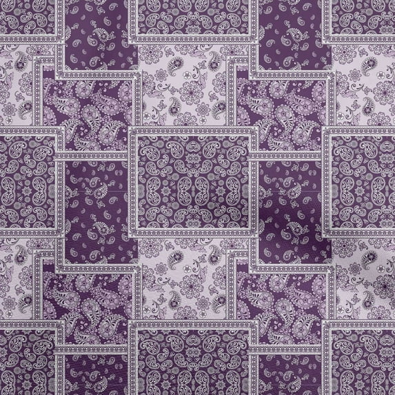 oneOone Cotton Poplin Twill Purple Fabric Asian Paisley Sewing Material Print Fabric By The Yard 56 Inch Wide