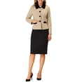 thumbnail image 2 of INSPIRE CHIC Women's Contrast Turn Down Collar Pocket Single Breasted Winter Peacoat XS Camel, 2 of 6