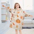 thumbnail image 5 of FORMRS Wearable Blanket Hoodie with Sleeves for Kids Cozy Flannel Sweatshirt, Beige Fall Acorns Pattern, 5 of 7