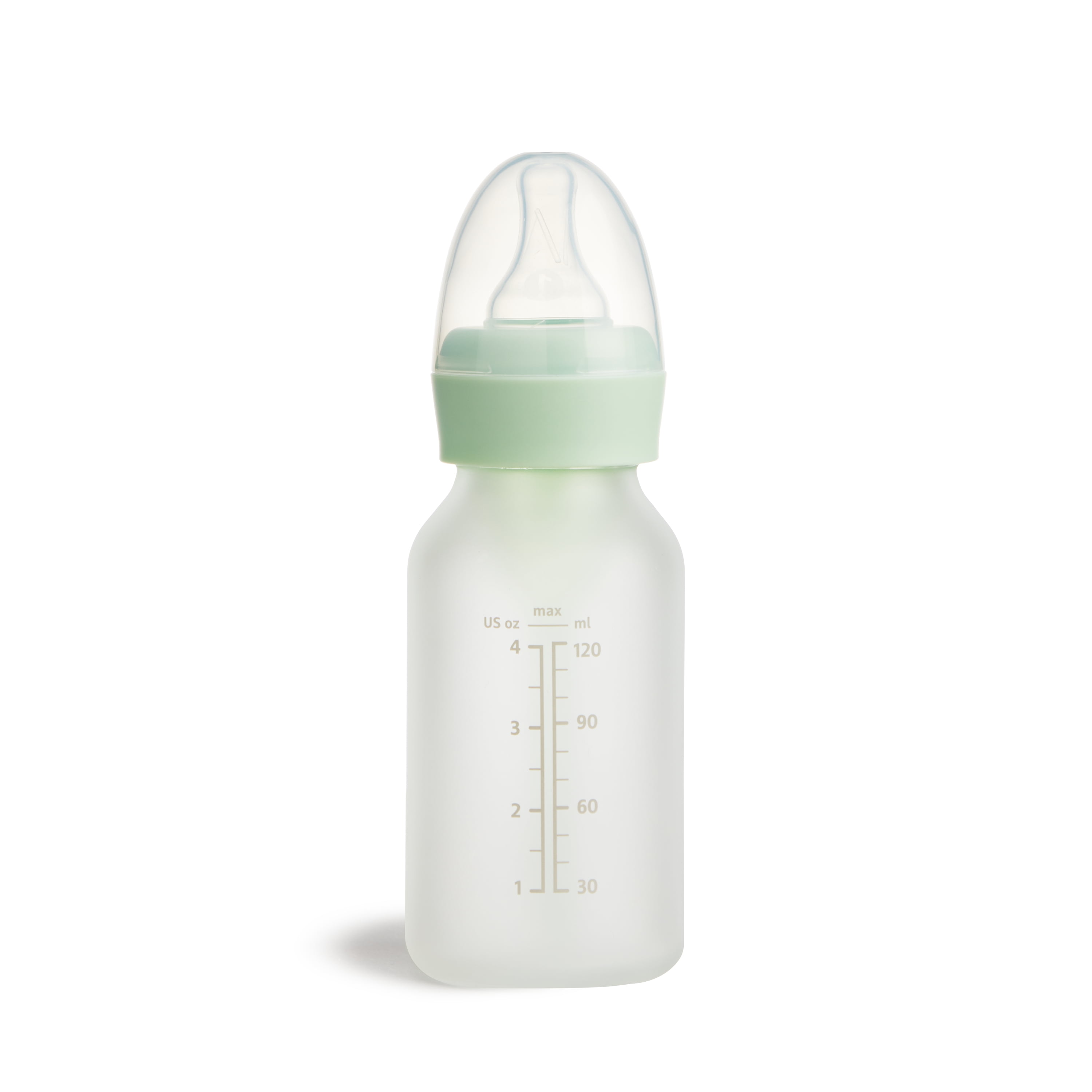 Munchkin Bond™ Silicone Coated Glass Baby Bottles - Anti-Colic Feeding System with Natural Feel Nipples, 4 ounce, 2 Pack, Green