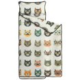 thumbnail image 2 of Cat Head and Glasses White Pattern Teens Toddler Nap Mat with Pillow, Sleeping Mat Bag for Preschool Daycare 59"x22", 2 of 6