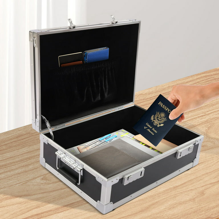 Miumaeov Locking Storage Box, Aluminum Storage Trunk with Combination Lock Large Capacity Briefcase Security Lock Box for Personal Items Cash Laptop
