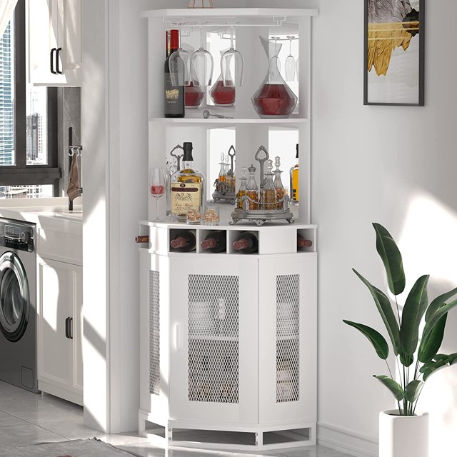PAKASEPT Corner Bar Corner Bar Unit with Builtin Wine Rack