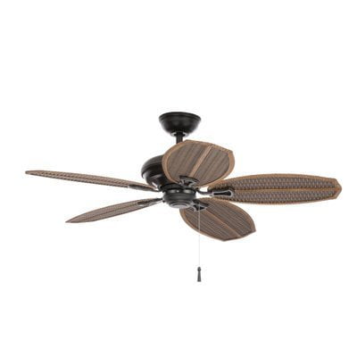 LED Indoor/Outdoor Natural Iron Ceiling Fan Hampton Bay Palm Beach III 48 in 