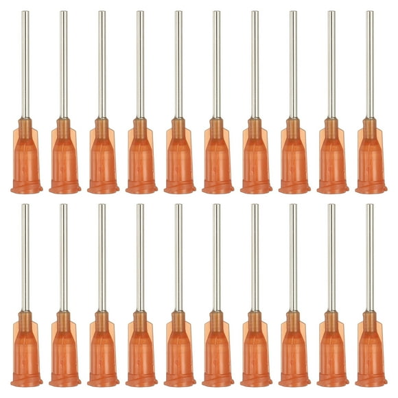 Agujas de dispensación de 15Ga, 52PCS, agujas de dispensación de punta roma de 1 pulgada con jeringas de bloqueo Luer para rellenar tintas líquidas, pegamento adhesivo y aceite, marrón oscuro