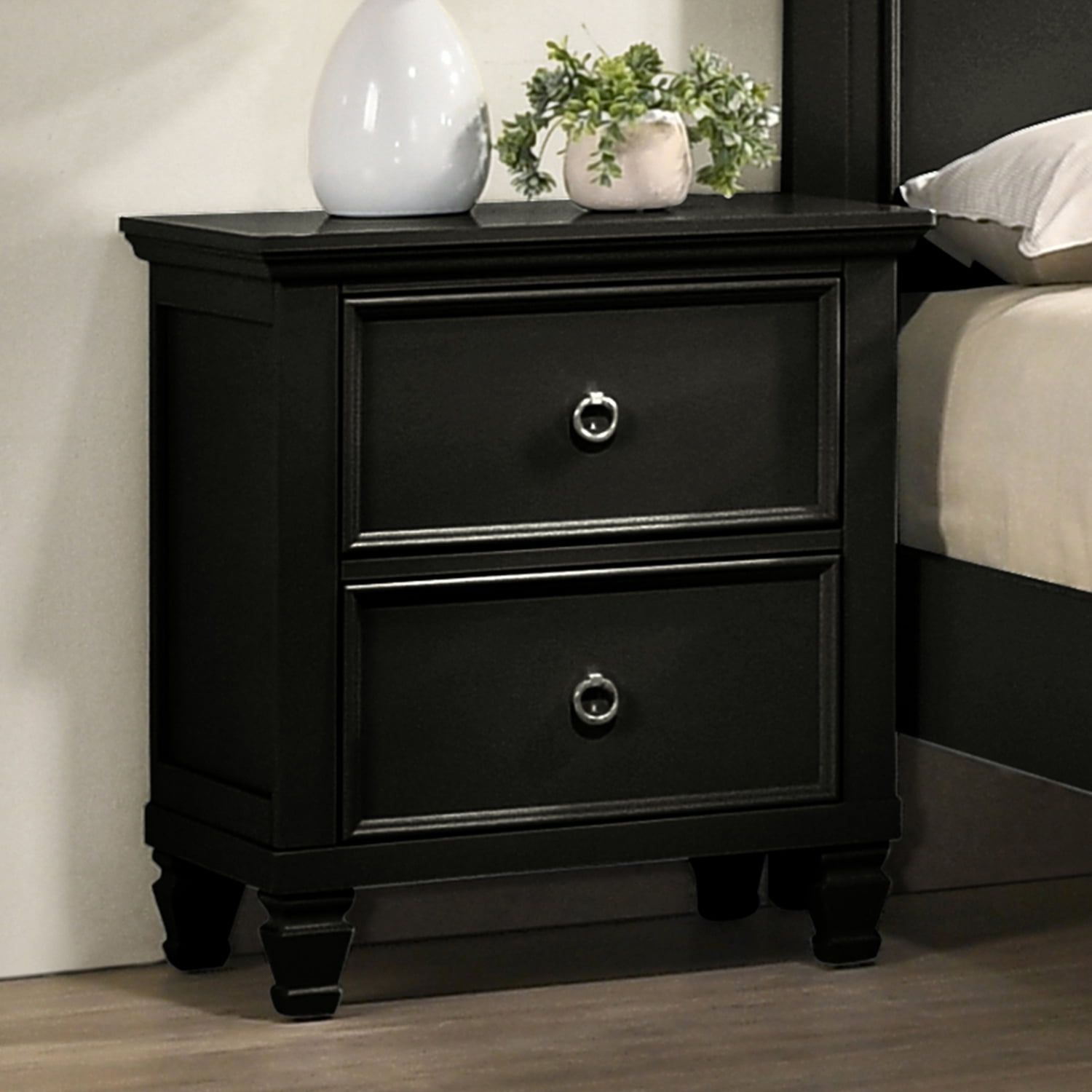 New Classic Furniture Tamarack Solid Wood 2-Drawer Nightstand in Black