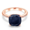thumbnail image 2 of Gem Stone King 4.72 Ct Cushion Blue Sapphire 18K Rose Gold Plated Silver Ring, 2 of 5