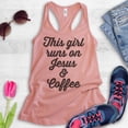 thumbnail image 2 of This Girl Runs On Jesus & Coffee Tank Top, Ladies Racerback Tank Top, Cute Coffee Tank, Jesus Tank, Desert Pink, Large, 2 of 3