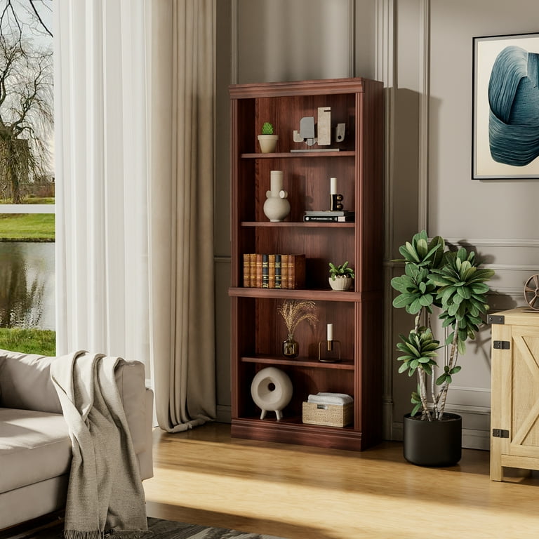 Furmax 5 Shelf Standard Wooden Corner Bookcase for Office Living