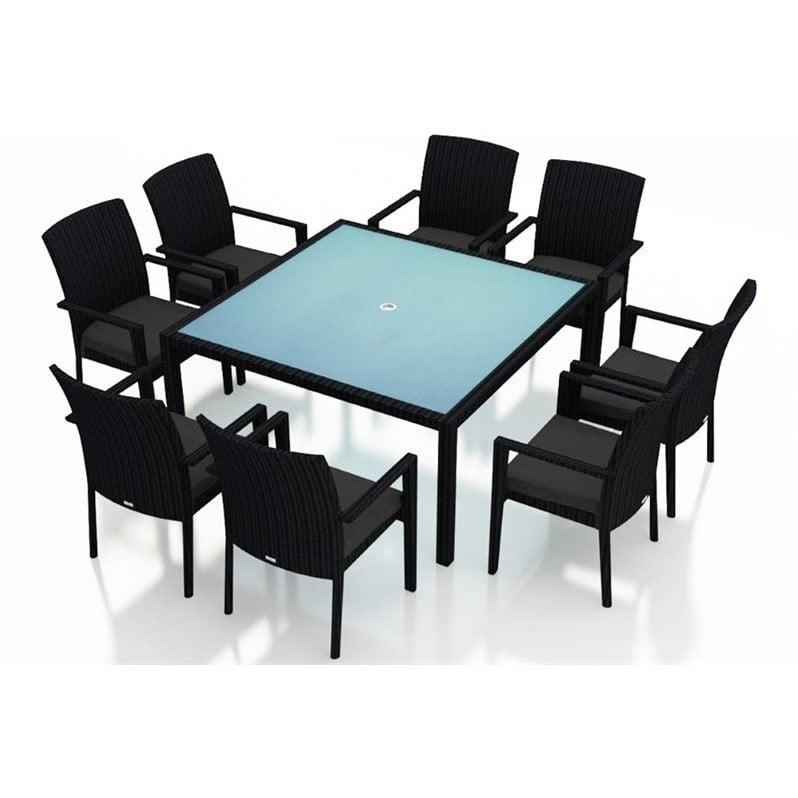 Harmonia Living Urbana 9 Piece Square Patio Dining Set in Charcoal