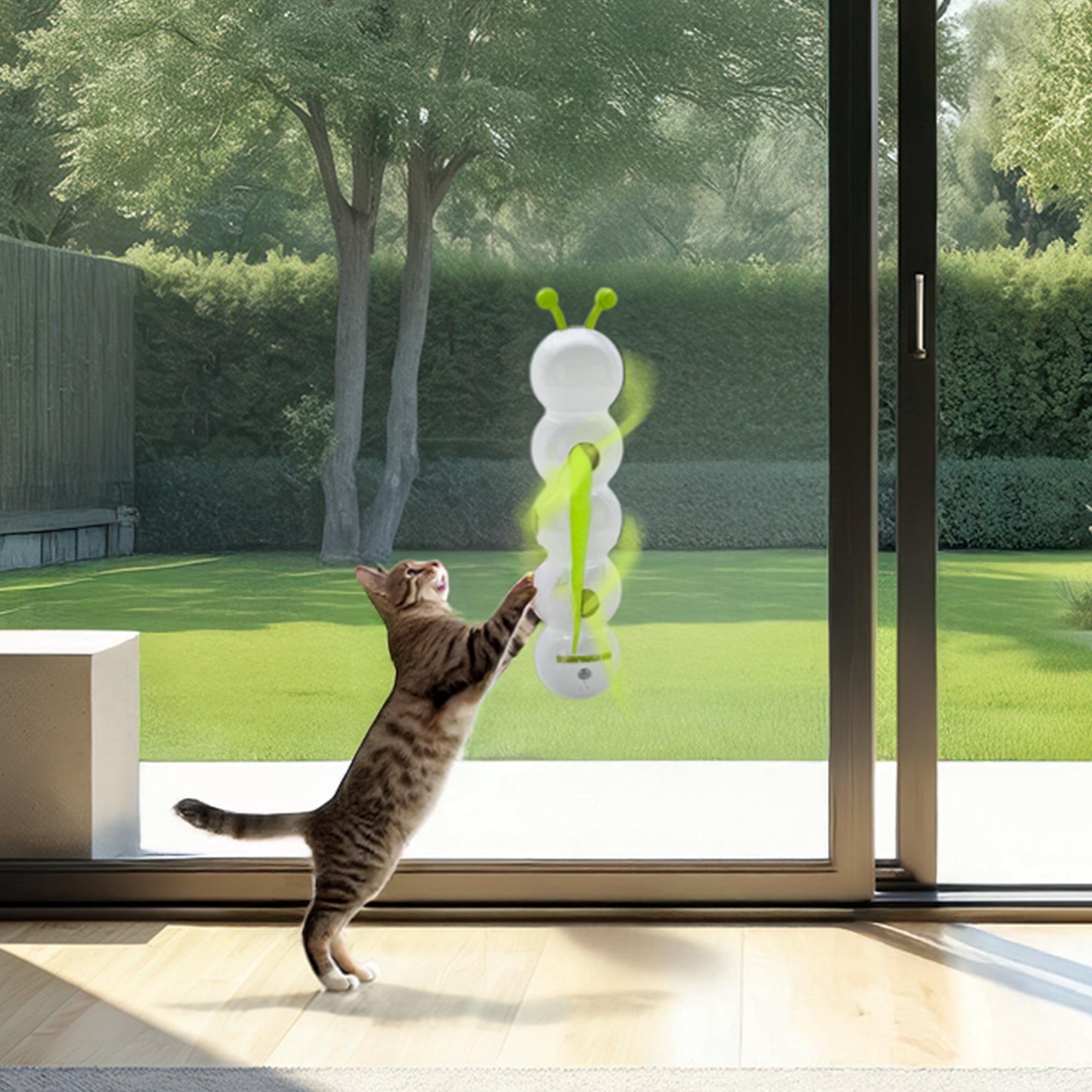 All For Paws Interactive Cat Teaser Toy, USB Rechargeable – Automatic Whack-a-Mole Toy with Suction Cups, Motion-Activated Cat Wand, Enrichment Toy for Indoor Cats & Kitties