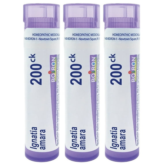 Boiron Ignatia Amara 200CK, Homeopathic Medicine for Apprehension, Hypersensitivity To Stress, 3 Count (3 x 80 Pellets)