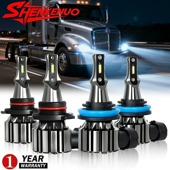 For Kenworth T680 Truck 2013-2023 LED Headlight High Low Beam Bulbs 9005 H11, Pack of 4