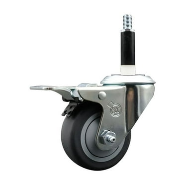 3 Inch Thermo Rubber Swivel 7/8 Inch Expanding Stem Caster Total Lock Brake