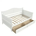 thumbnail image 4 of Twin Size Daybed with 2 Drawers, Wooden Daybed Frame with Headboard and Footboard, Sofa Bed Twin Platform Bed with 10 Slat Support for Bedroom Living Room, No Box Spring Needed, White, 4 of 7