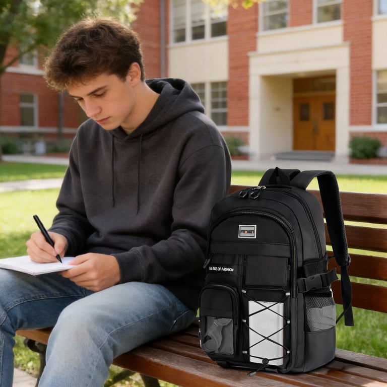 Dakimoe School Backpack, 15.6" Laptop Sleeve, Black photo 6
