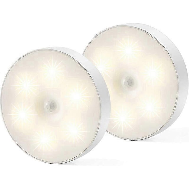 Led Night Light, Magnetic Indoor Motion Sensor Lamp with Free Adhesive Pads, Stick Anywhere, USB Rechargeable Wireless Sensor | Warm white | Pack of 2