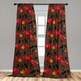 thumbnail image 4 of Ambesonne Spring Curtains, Blooming Flowers Sketchy, Pair of 28"x63", Scarlet and Pale Redwood, 4 of 5