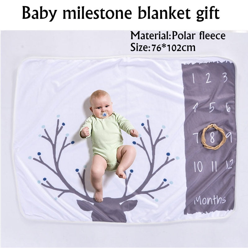 Newborn Baby Fleece Monthly Growth Milestone Blanket Photography Background Prop 
