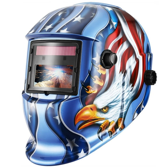 Solar-Powered Auto Darkening Welding Helmet Adjustable Shade 4/9-13, Lightweight Design with Sensitivity & Delay Settings for Mig Tig Arc Welder