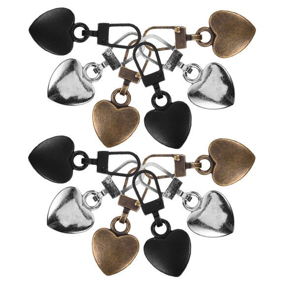 OFFIGAM 12Pcs Heart Shaped Zipper Pulls Metal Replacement Puller Tabs for Bags Clothes and Luggage