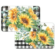 Wipe-Clean Reversible Decofoam Placemats, Sunflower Fields, Set of 2, Made in The USA