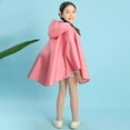 thumbnail image 5 of Gelikeya Kids Lightweight Rain Jacket Boys Girls 1-9 Years Solid Color Poncho with Pockets Hooded Raincoat (Pink, 1-3 Years), 5 of 7