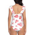 thumbnail image 6 of Yiaed Pink Hearts Print Women's Ruffled One Piece Swimsuit V Neck Swimwear Slimming Monokini for Woman-Large, 6 of 8
