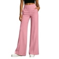 thumbnail image 2 of Miluxas Women's High Waist Seamed Wide Leg Pants Tummy Control Business Casual Loose Trousers with Pockets Summer Pants for Daily Outings Pink, 2 of 9