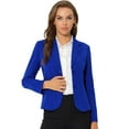 thumbnail image 1 of AllegK ChaqueDe Traje De ChaqueElástiCon Cuello De SolaPaOficiDe Trabajo PaMujer Azul Real XL, 1 of 5
