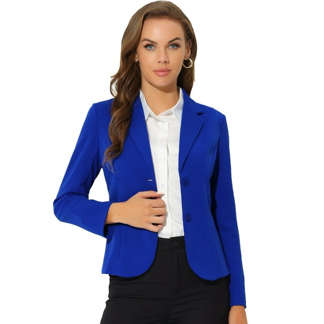 AllegK ChaqueDe Traje De ChaqueElástiCon Cuello De SolaPaOficiDe Trabajo PaMujer Azul Real XL
