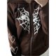 thumbnail image 4 of Chaqueta de calle para mujer Sunloudy, abrigo de sudadera con capucha y cremallera con estampado de patrón de telaraña de estilo gótico de gran tamaño de manga larga Sunloudy S M L, 4 of 8